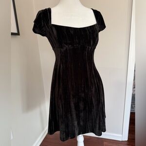 Urban Outfitters Black Velvet Mini Dress XS